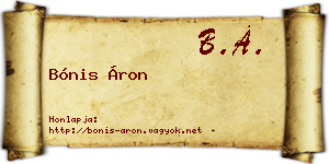 Bónis Áron névjegykártya